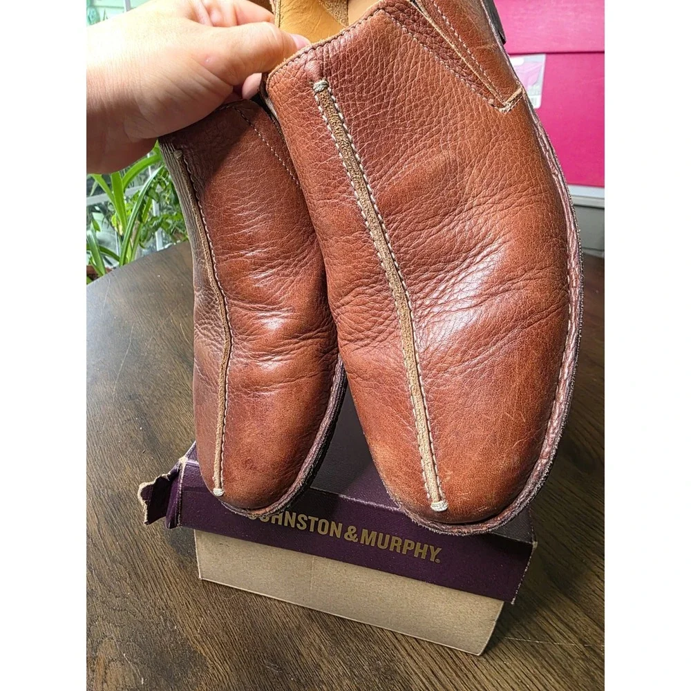 Mens Tommy Bahama Leather Slip On Shoes Sz 13 Split Toe Brown Loafers TB-315 75